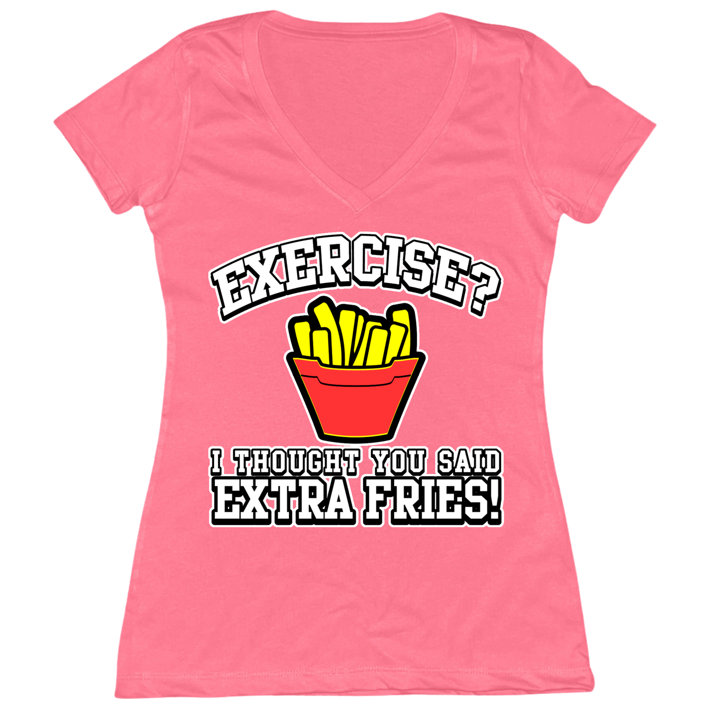 Extra Fries Womens V-Neck Tee