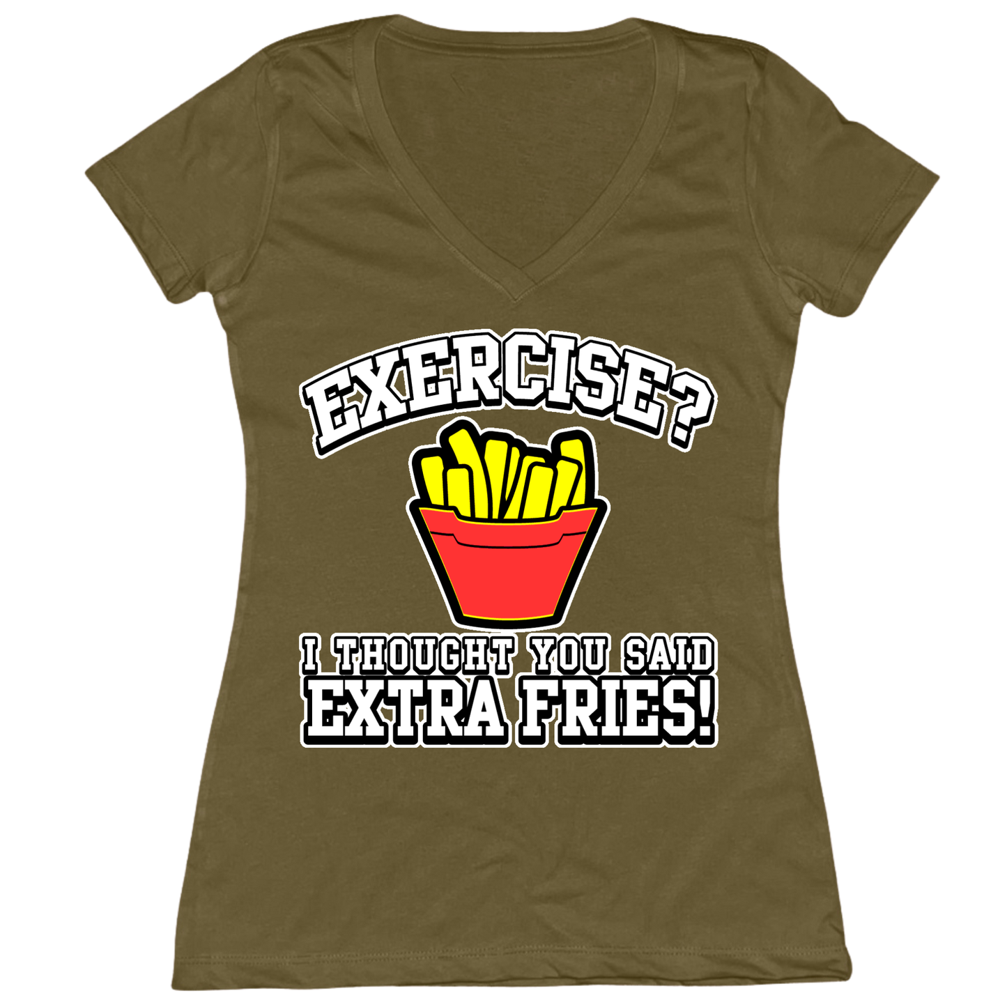 Extra Fries Womens V-Neck Tee