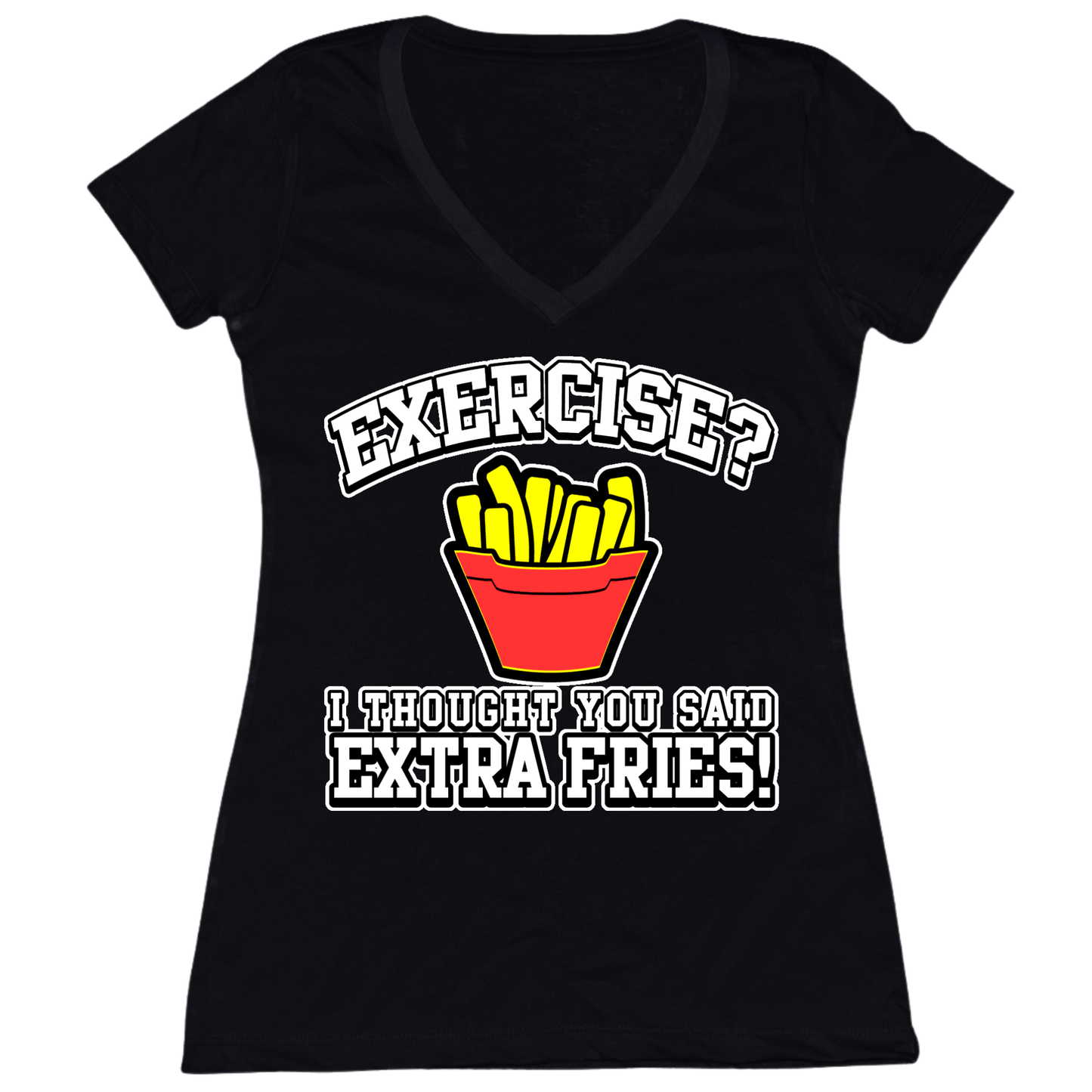 Extra Fries Womens V-Neck Tee