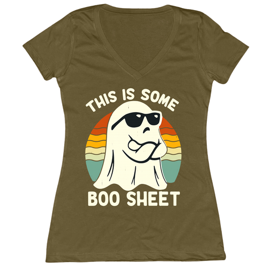 This Is Boo Sheet Womens V-Neck Tee