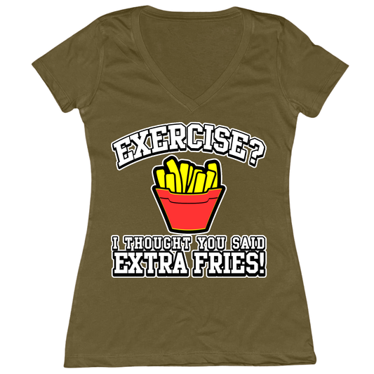 Extra Fries Womens V-Neck Tee